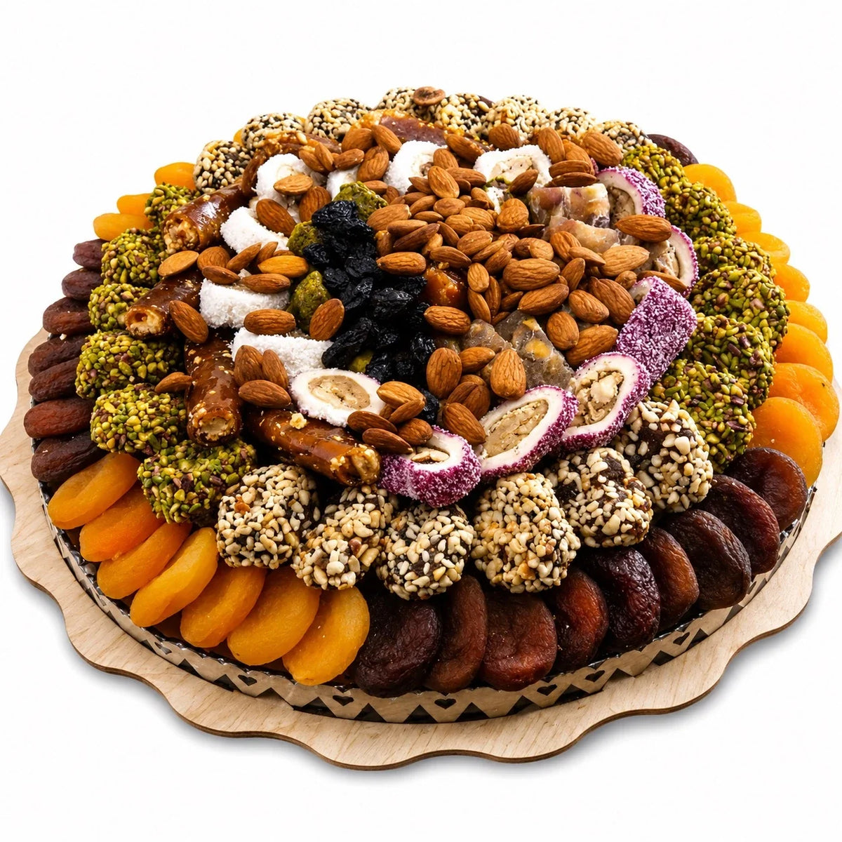 Han Bey Kayısı Hediyelik Paketi No:26, 3000 g ağırlığında doğal gün kurusu kayısı, seçkin kuruyemişler, lokum ve geleneksel Malatya lezzetleriyle hazırlanan büyük premium hediye kutusu.