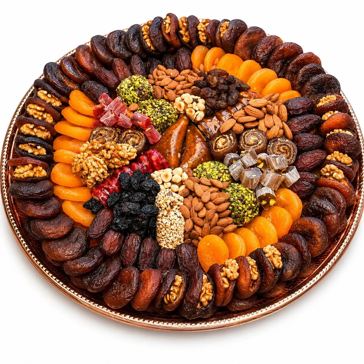 Özel Bakır Tepside Ekstra Lüks Hediyelik Kayısı Paketi (3500–4000 g)