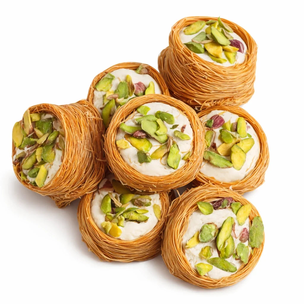 Kaymaklı kadayıflı bülbül yuvası lokum, kaymak dolgulu Türk lokumu, kadayıflı lokum, bülbül yuvası lokum çeşidi, hediyelik özel lokum, Han Bey Kayısı.