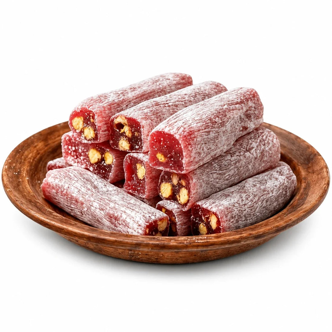 Narlı Antep fıstıklı fitil lokum, nar aromalı fıstıklı Türk lokumu, Antep fıstıklı hediyelik lokum, geleneksel fitil lokum, premium lokum çeşitleri, Han Bey Kayısı.