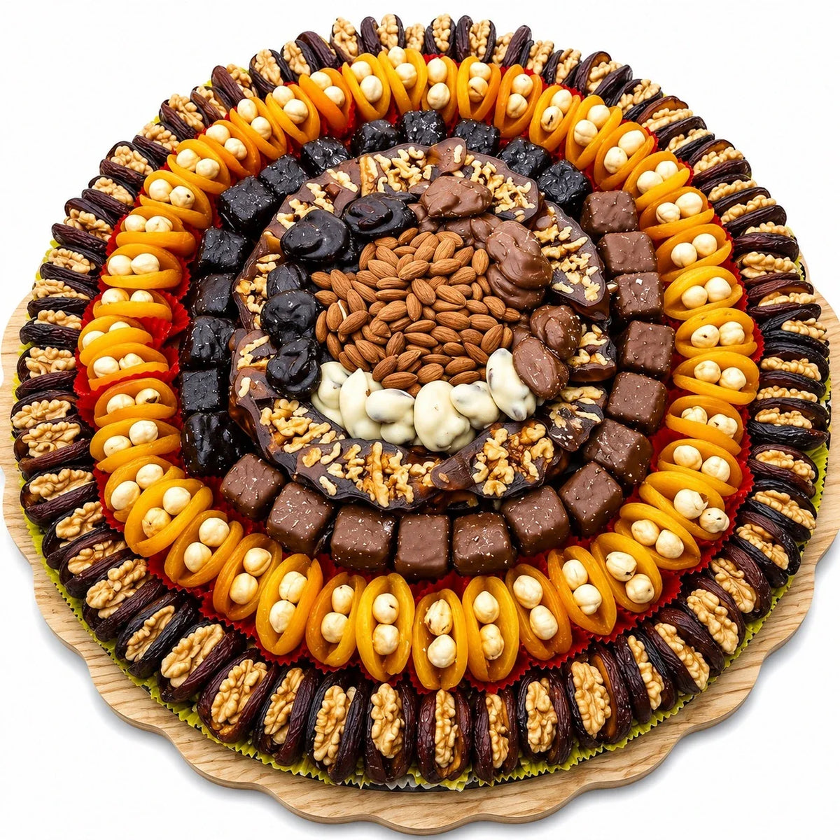 Han Bey Kayısı Katlı Hediyelik Paketi No:30, 3000–3200 g ağırlığında doğal gün kurusu kayısı, premium kuruyemişler, lokum ve Malatya&